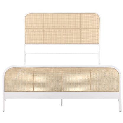 Lanewood Open Cane Webbing Metal Queen Bed White