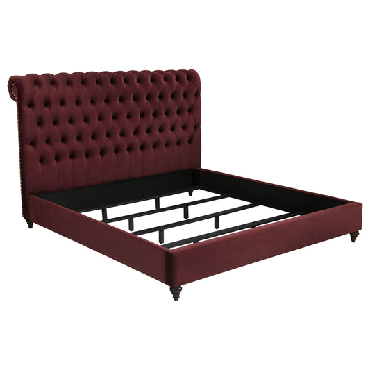 Devon 57-inch Upholstered California King Headboard Wine Red