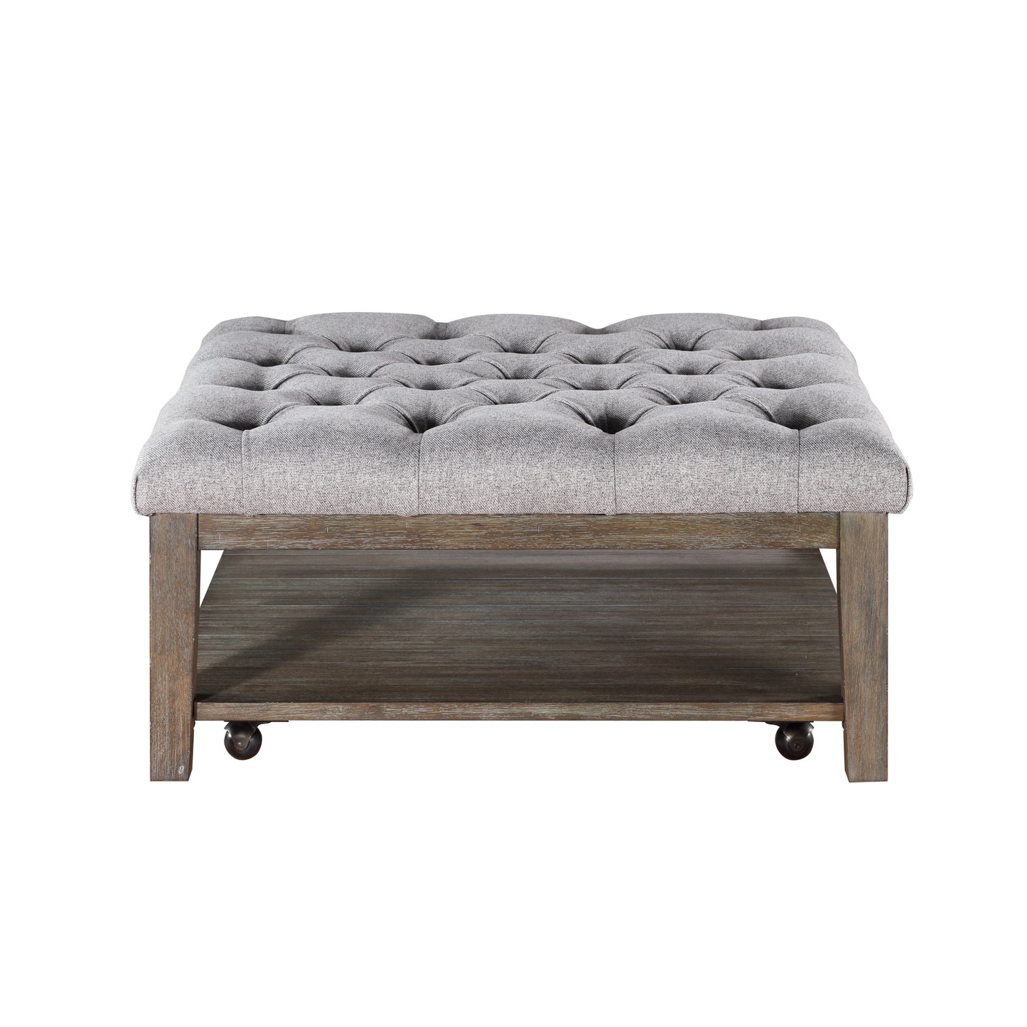 Homelegance Roseboro Cocktail Ottoman with Tufted Top in Wire Brushed Dark Gray 3630-01