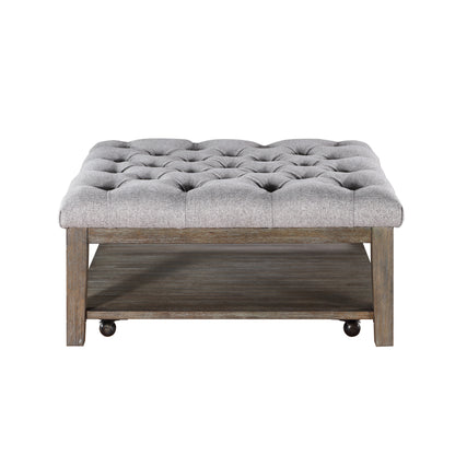 Homelegance Roseboro Cocktail Ottoman with Tufted Top in Wire Brushed Dark Gray 3630-01