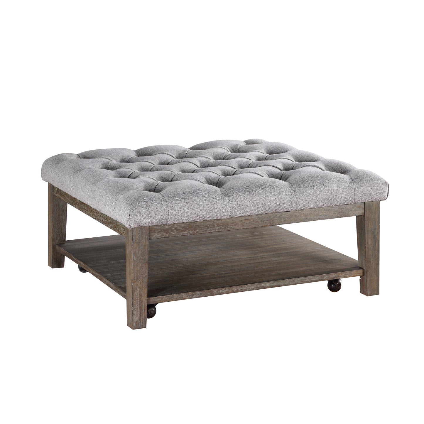Homelegance Roseboro Cocktail Ottoman with Tufted Top in Wire Brushed Dark Gray 3630-01