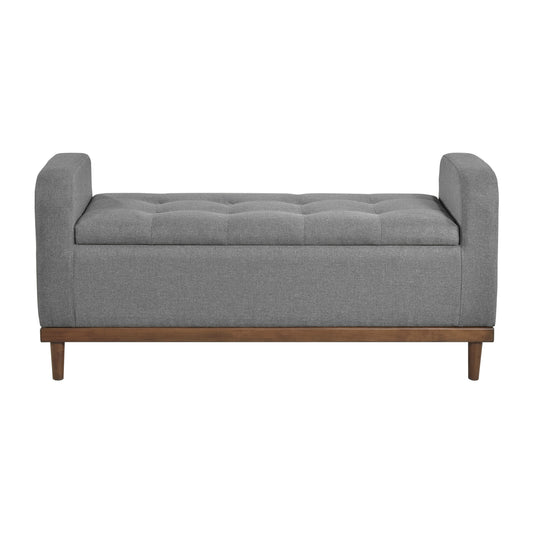 Homelegance Brigitte Storage Bench Gray Textured Fabric Upholstery 4590GY