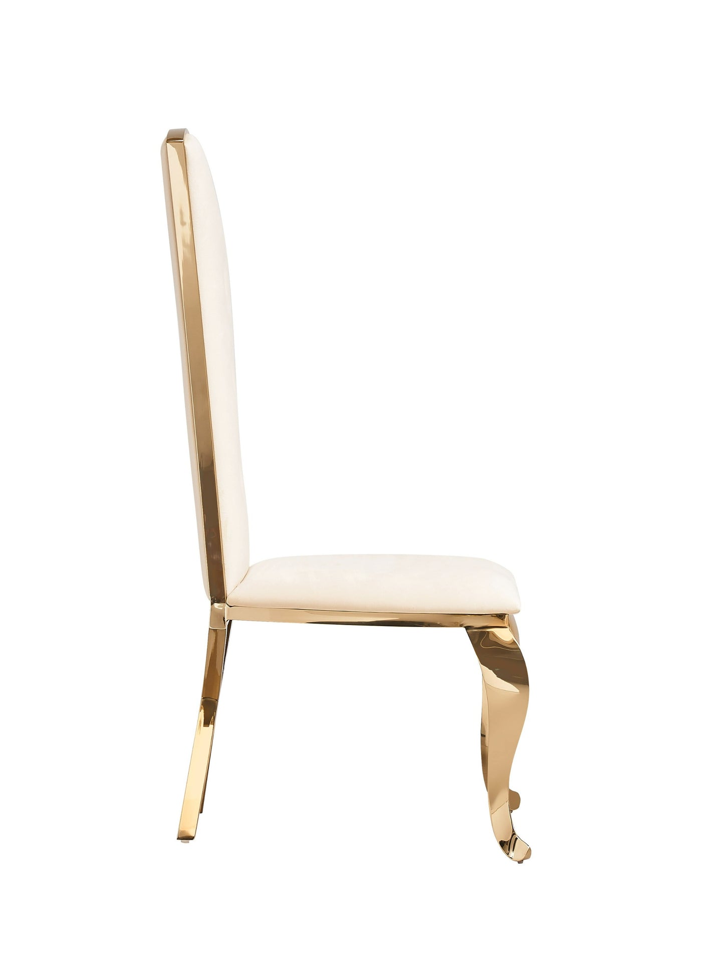 Modrest Bonnie Modern Beige Velvet and Champagne Gold Dining Chair