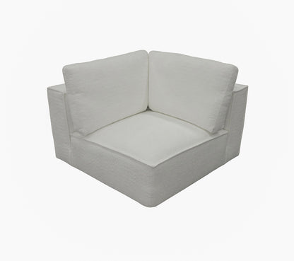 Divani Casa Lulu Modern White Fabric Modular Sectional Sofa w/ Right Facing Chaise