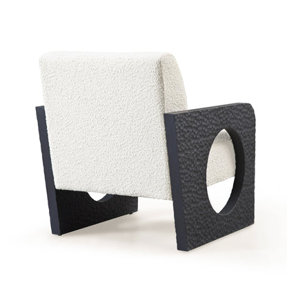 Modrest Midland Modern Off White Fabric Black Oak Accent Chair