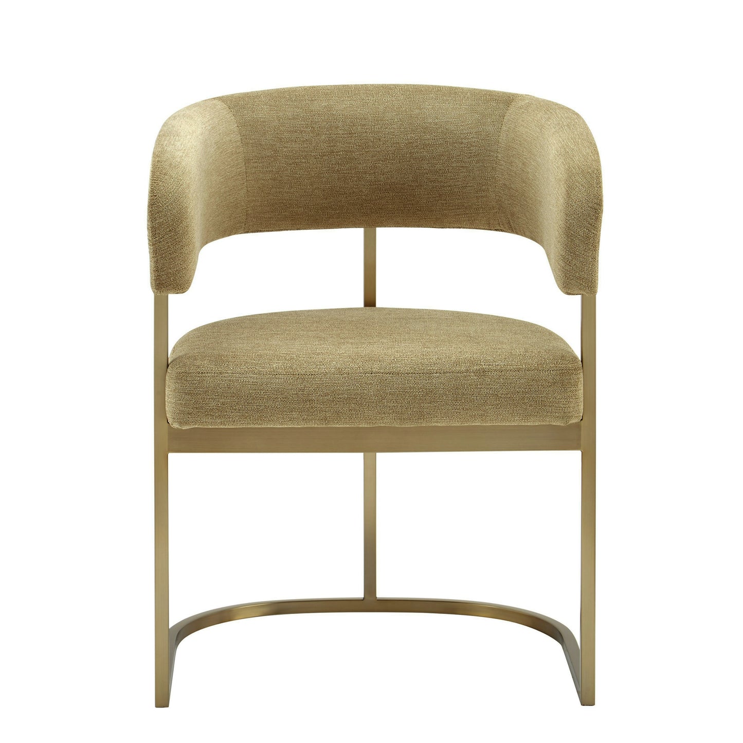 Modrest Sebastian Modern Brown Fabric Antique Brass Dining Chair
