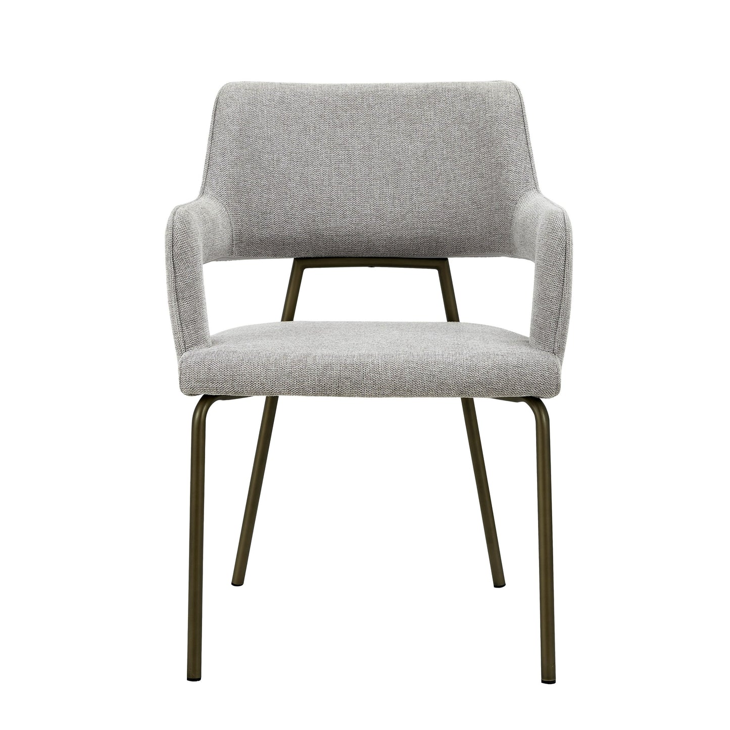 Modrest Childers Modern Grey Fabric Antique Brass Dining Chair