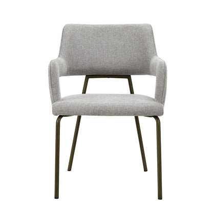 Modrest Childers Modern Grey Fabric Antique Brass Dining Chair