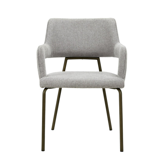 Modrest Childers Modern Grey Fabric Antique Brass Dining Chair