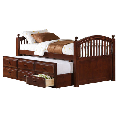 No Foundation/Box Spring Requiredrwood 3-drawer Twin Bed with Captains Trundle Chestnut
