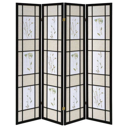 Catabella 4-Panel Room Divider Folding Shoji Screen Floral