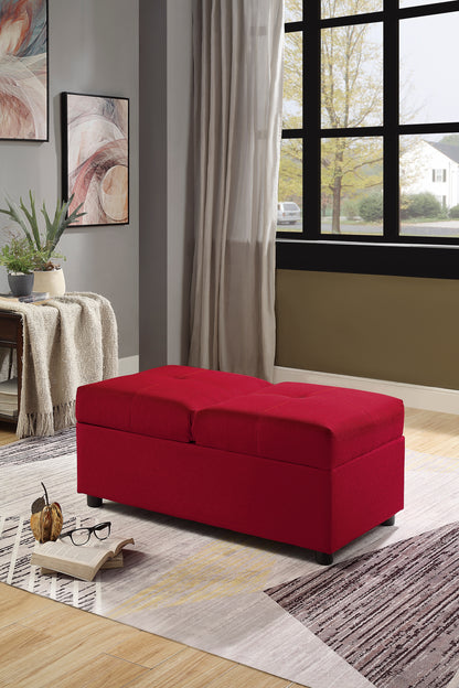 Homelegance Denby Storage Bench with Tufted Top in Textured Red 4573RD