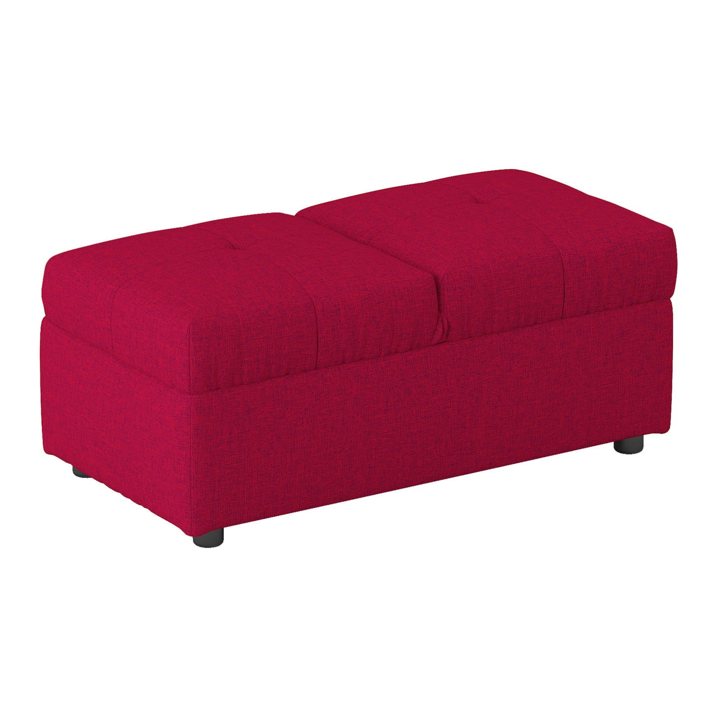 Homelegance Denby Storage Bench with Tufted Top in Textured Red 4573RD