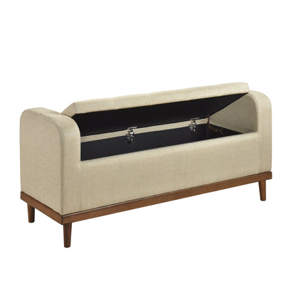 Homelegance Brigitte Storage Bench Light Brown Textured Fabric 4590BR