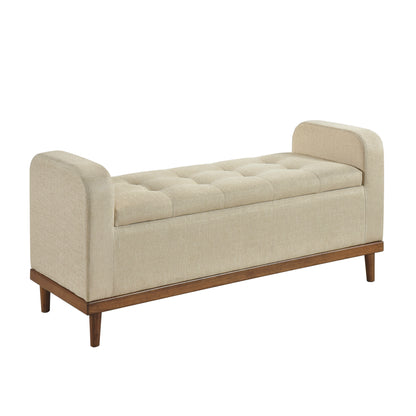 Homelegance Brigitte Storage Bench Light Brown Textured Fabric 4590BR