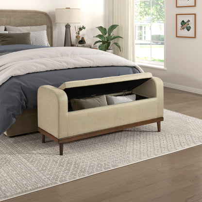 Homelegance Brigitte Storage Bench Light Brown Textured Fabric 4590BR