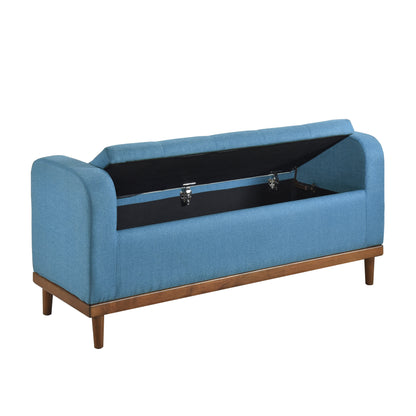 Homelegance Brigitte Storage Bench in Blue Textured Fabric 4590BU