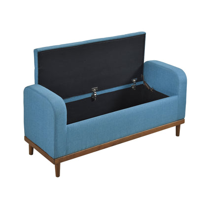 Homelegance Brigitte Storage Bench in Blue Textured Fabric 4590BU