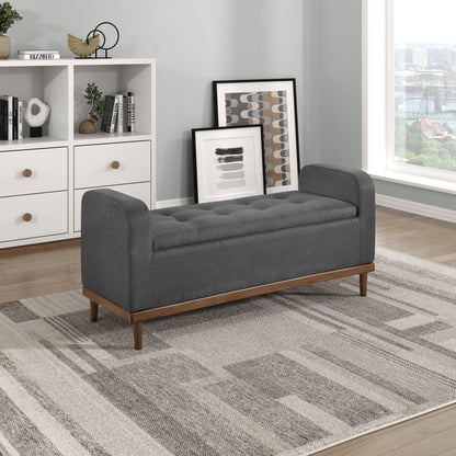 Homelegance Brigitte Storage Bench Dark Gray Textured Fabric 4590DG