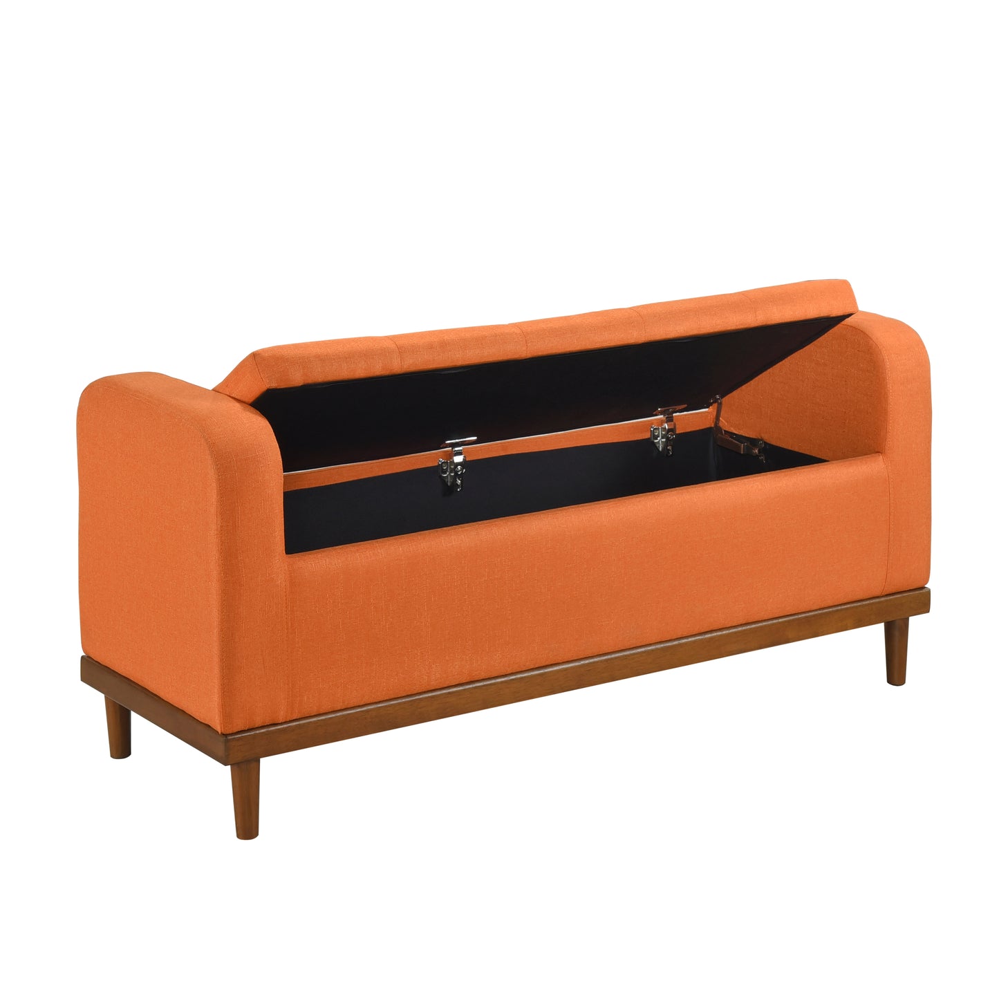 Homelegance Brigitte Storage Bench with Button Tufted Lift Top in Orange 4590RN