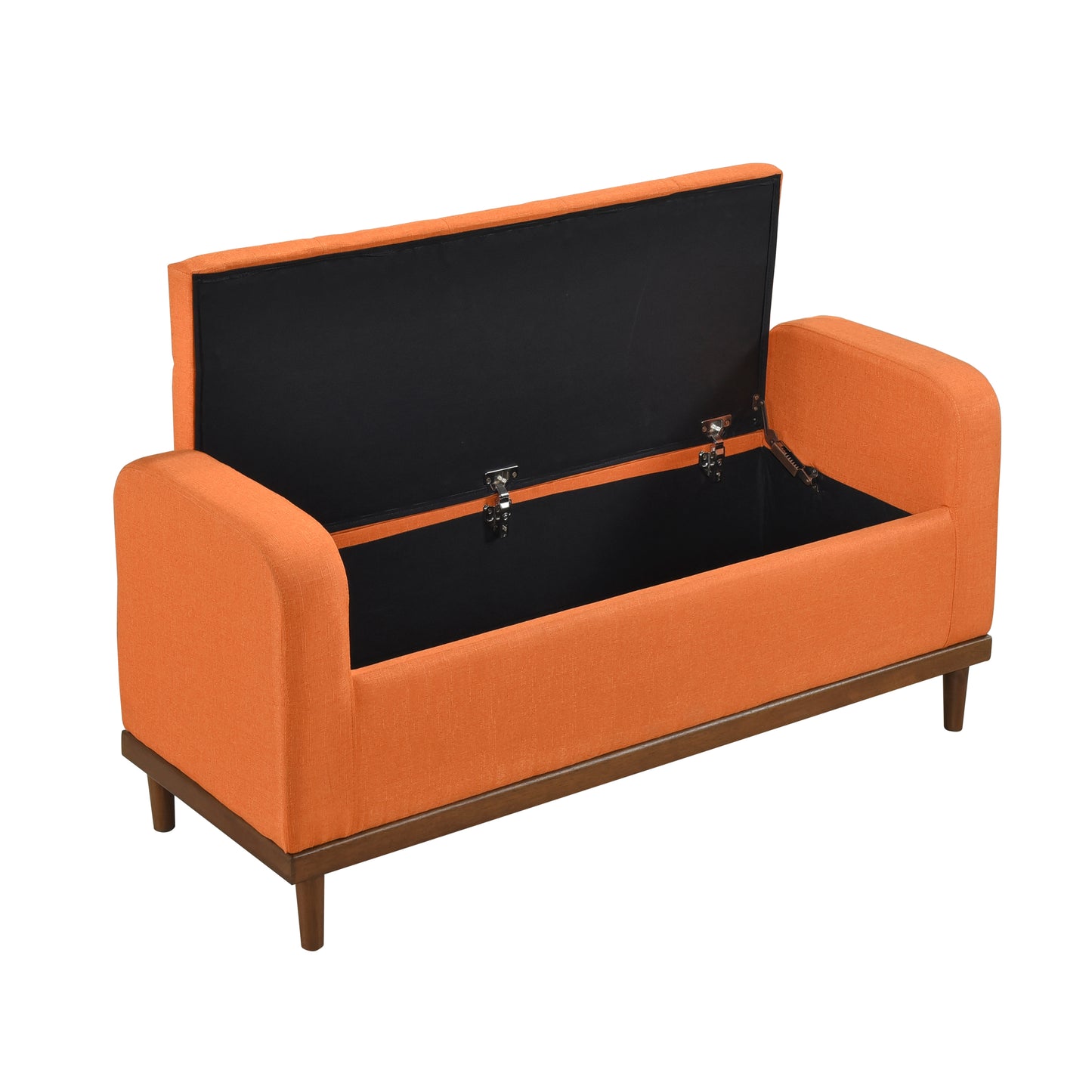 Homelegance Brigitte Storage Bench with Button Tufted Lift Top in Orange 4590RN