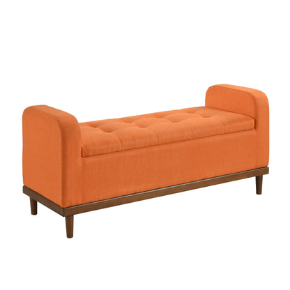 Homelegance Brigitte Storage Bench with Button Tufted Lift Top in Orange 4590RN