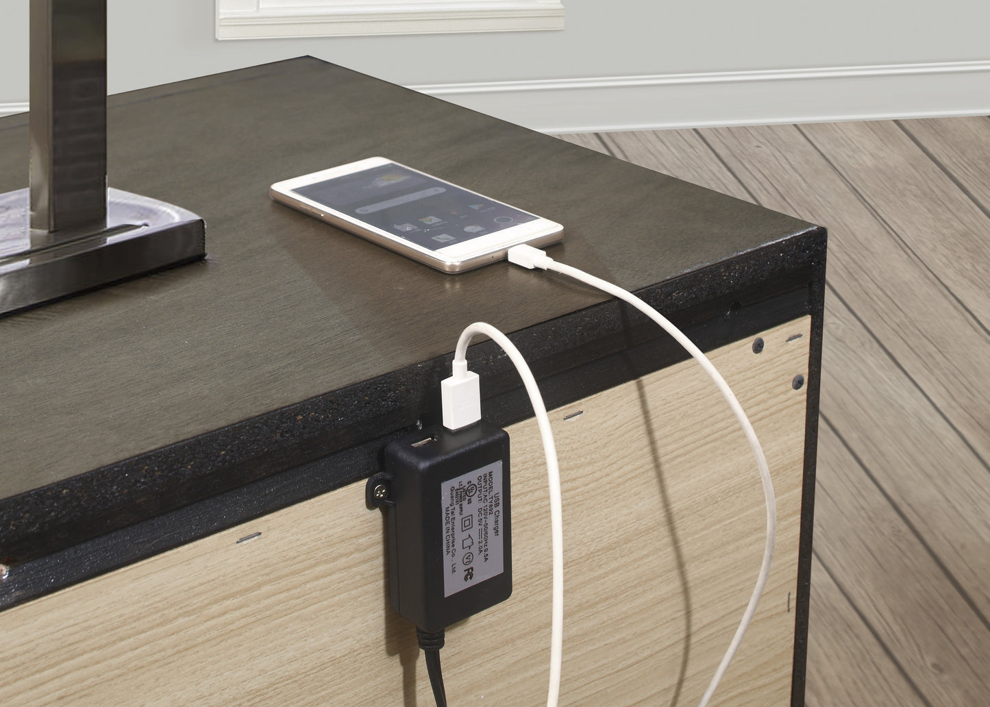 Homelegance Nightstand Centralia Gray Finish with USB Ports 4598GYU