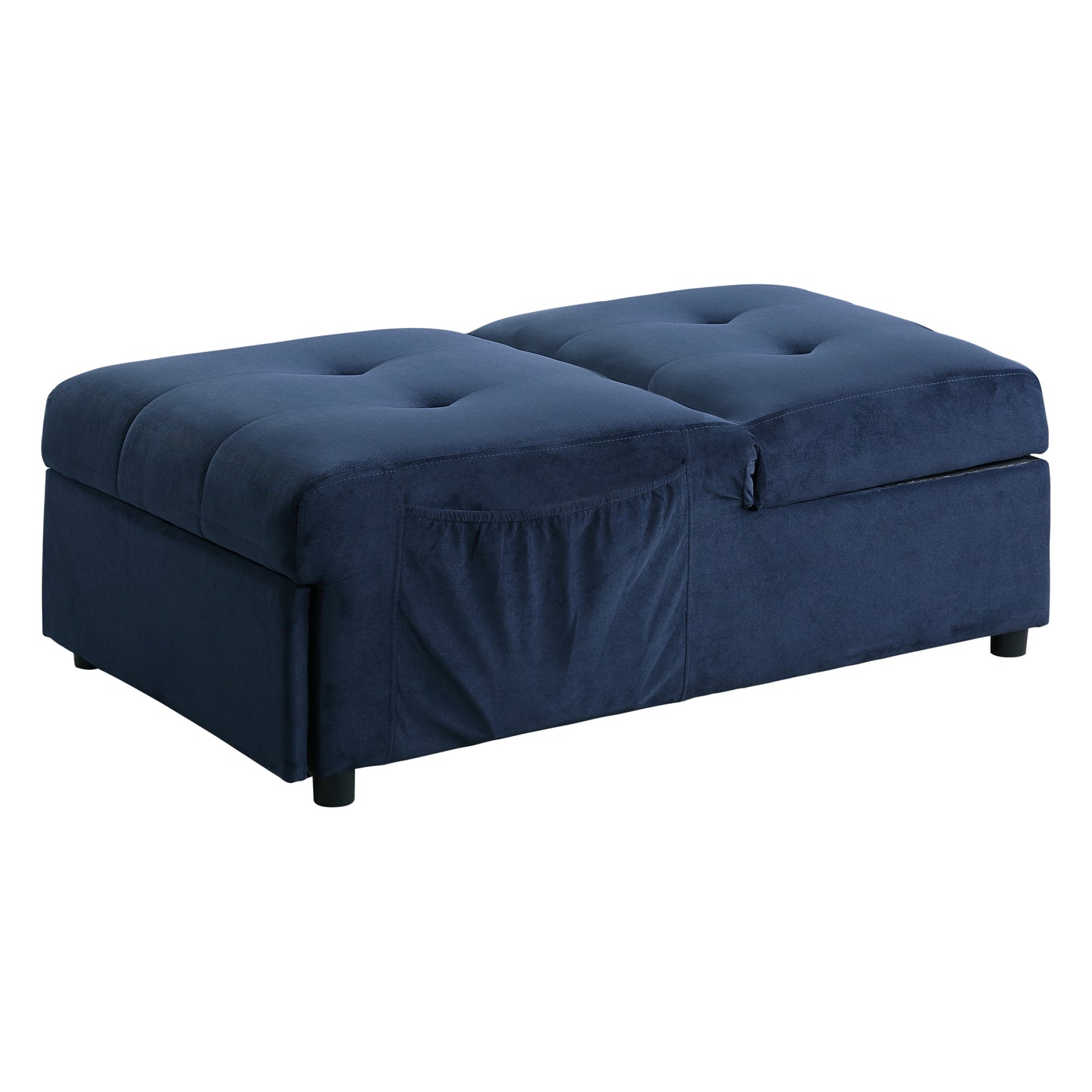 Homelegance Garrell Storage Bench Dark Blue Velvet Upholstery 4615-F1