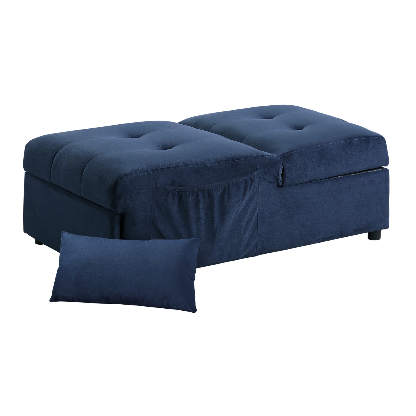 Homelegance Garrell Storage Bench Dark Blue Velvet Upholstery 4615-F1