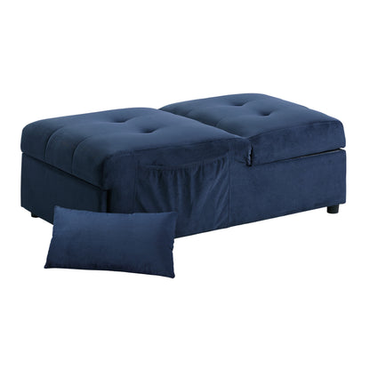 Homelegance Garrell Storage Bench Dark Blue Velvet Upholstery 4615-F1