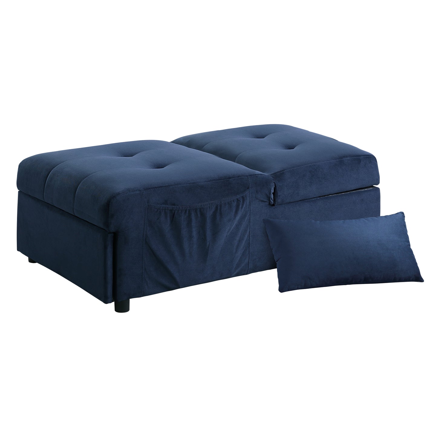 Homelegance Garrell Storage Bench Dark Blue Velvet Upholstery 4615-F1