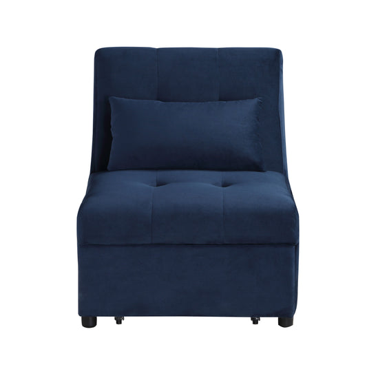 Homelegance Garrell Storage Bench Dark Blue Velvet Upholstery 4615-F1