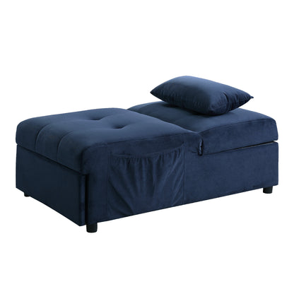 Homelegance Garrell Storage Bench Dark Blue Velvet Upholstery 4615-F1