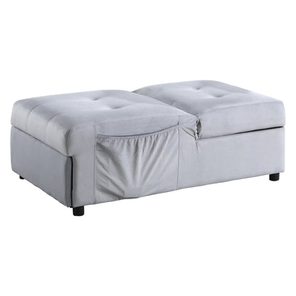 Homelegance Garrell Storage Bench Velvet Upholstered Gray with Tufted Top 4615-F3