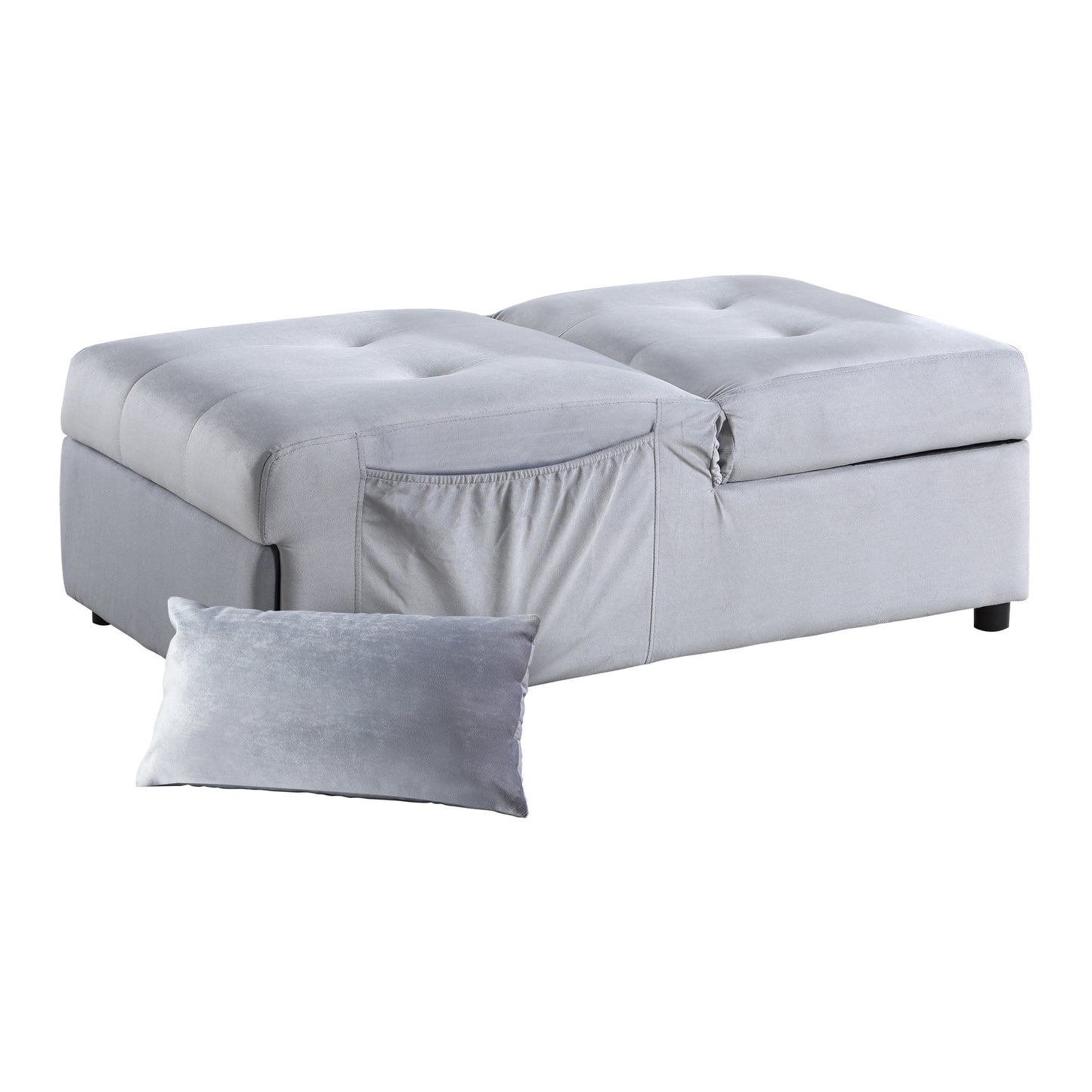 Homelegance Garrell Storage Bench Velvet Upholstered Gray with Tufted Top 4615-F3