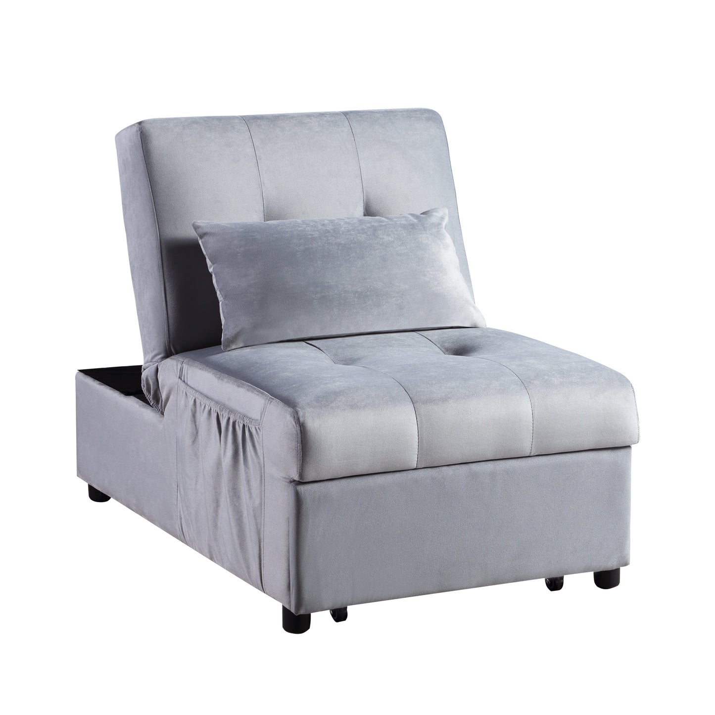 Homelegance Garrell Storage Bench Velvet Upholstered Gray with Tufted Top 4615-F3