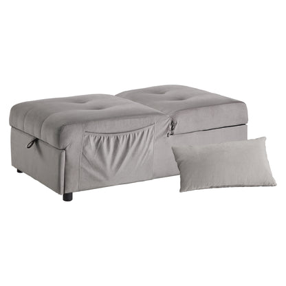 Homelegance Garrell Storage Bench Velvet Upholstered Brownish Gray 4615-F4
