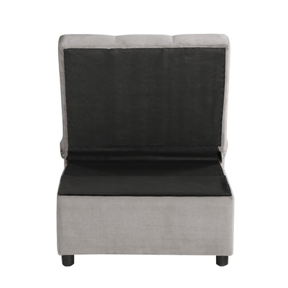Homelegance Garrell Storage Bench Velvet Upholstered Brownish Gray 4615-F4