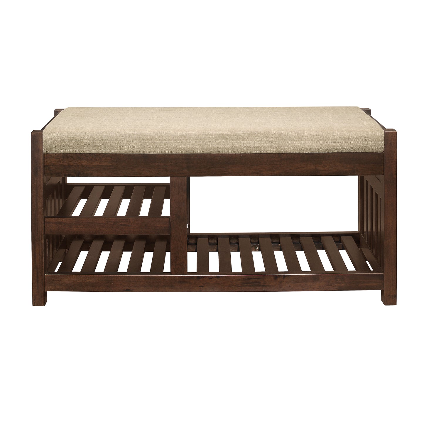 Homelegance Talmadge Bench Light Brown Textured Fabric Dark Walnut Finish 4617