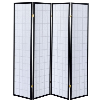 Roberto 4-Panel Room Divider Folding Shoji Screen Black