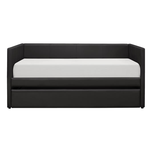 Homelegance Adra Daybed with Trundle Black Faux Leather 4949BK