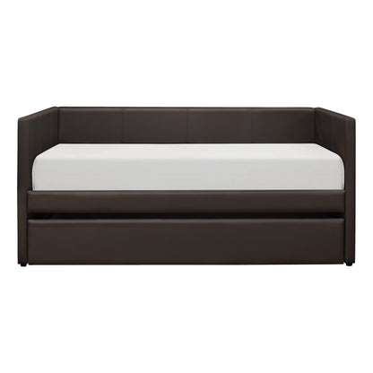 Homelegance Adra Daybed with Trundle Dark Brown Faux Leather 4949DBR