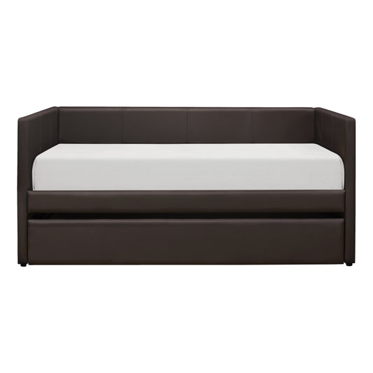 Homelegance Adra Daybed with Trundle Dark Brown Faux Leather 4949DBR