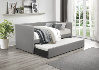Homelegance Adra Daybed with Trundle Gray Faux Leather 4949GY