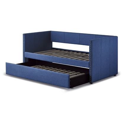 Homelegance Therese Daybed with Trundle Blue Fabric 4969BU