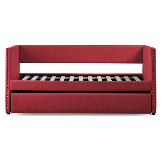 Homelegance Therese Daybed with Trundle Red Fabric 4969RD