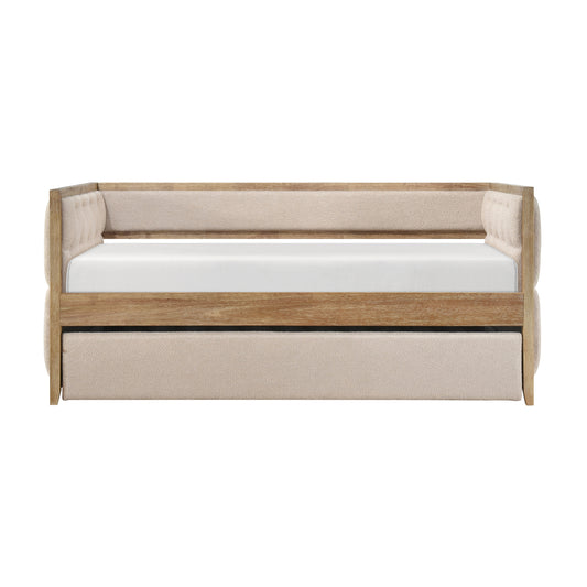 Homelegance Roseburg Daybed with Trundle Beige Boucle Fabric 4978