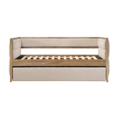 Homelegance Roseburg Daybed with Trundle Beige Boucle Fabric 4978