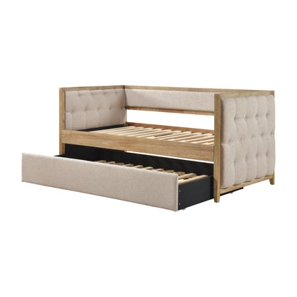 Homelegance Roseburg Daybed with Trundle Beige Boucle Fabric 4978