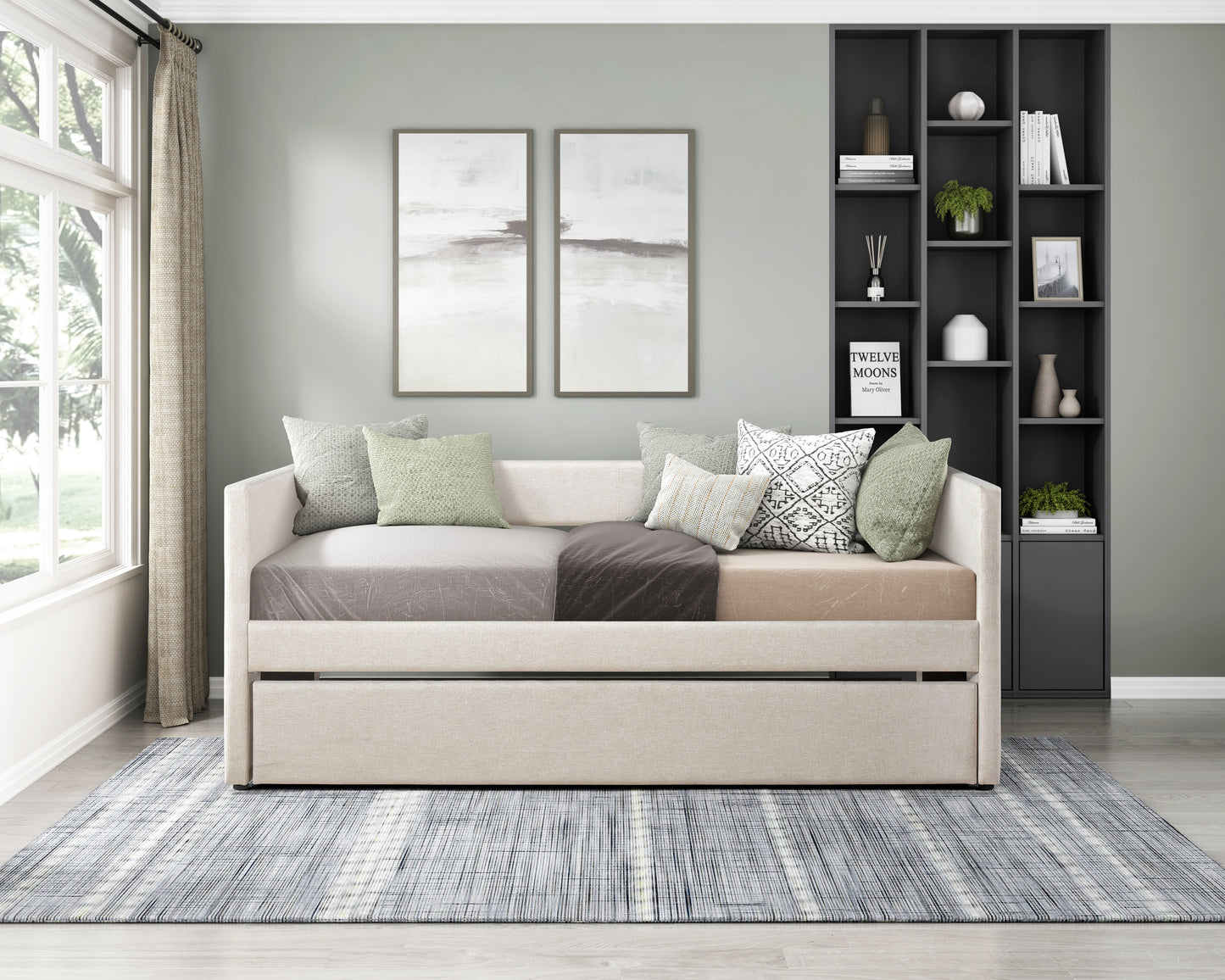 Homelegance Trudy Daybed with Trundle Beige Upholstery 4987BE